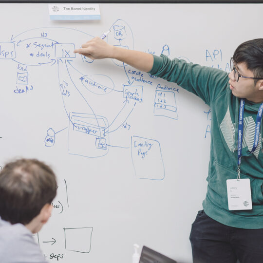 Man pointing to a whiteboard