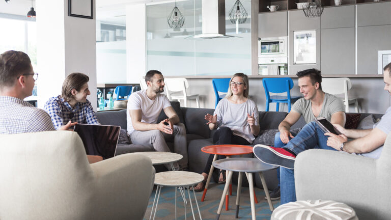 People sitting down and chatting