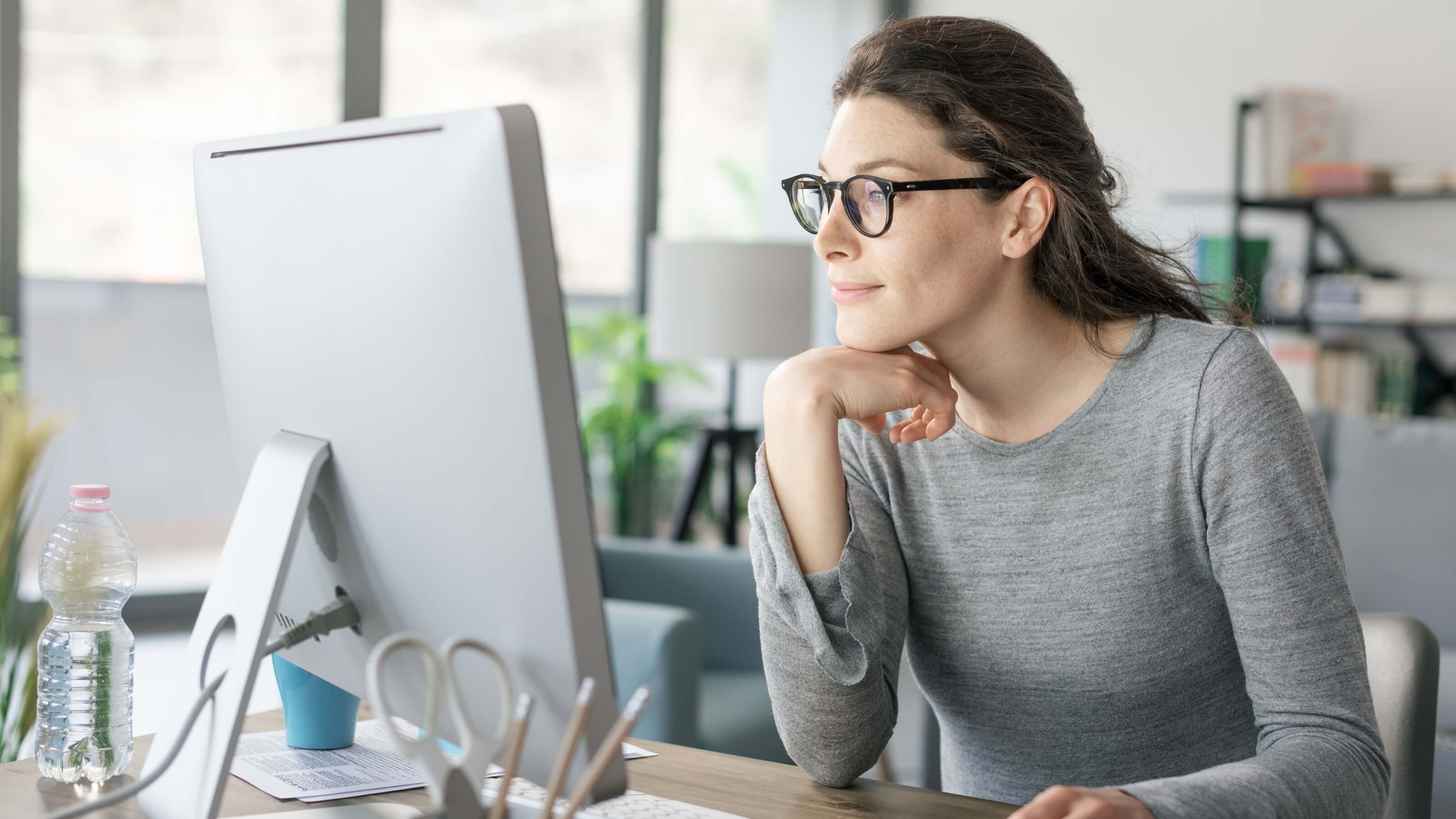 person looking at a computer screen