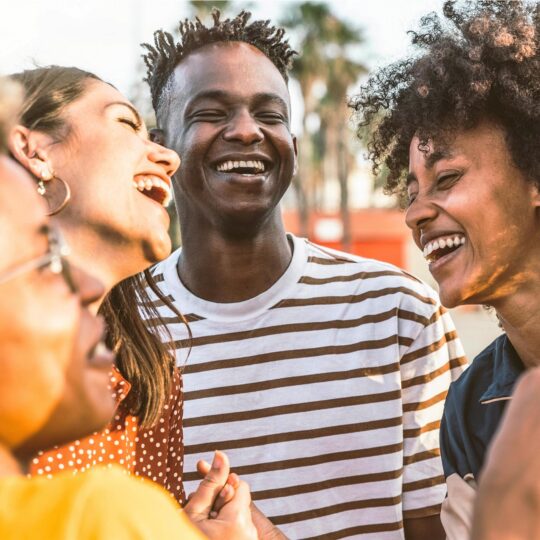 group of people laughing