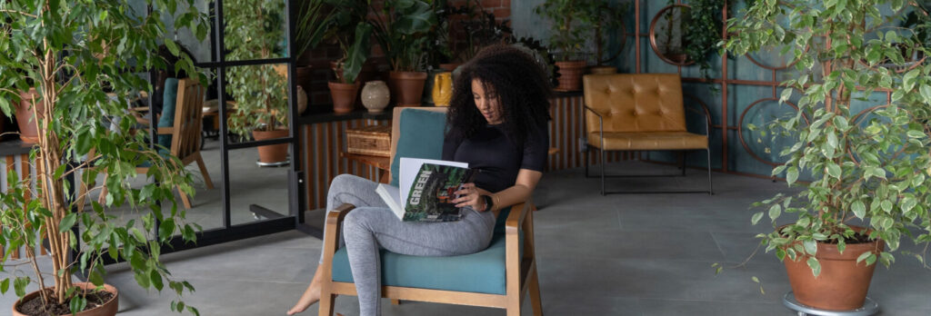 woman reading a book