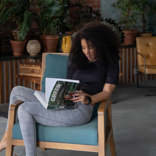 woman reading a book