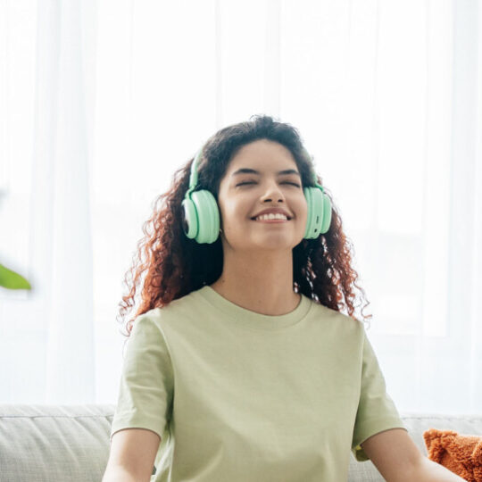 woman listening to music