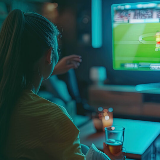 person streaming live sports