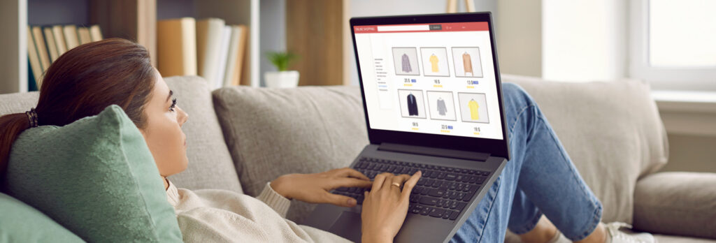 Woman shopping on her computer