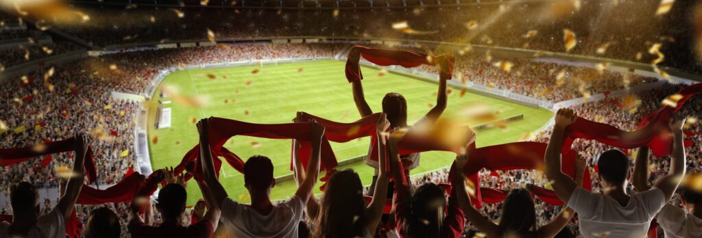 Fans at a soccer stadium