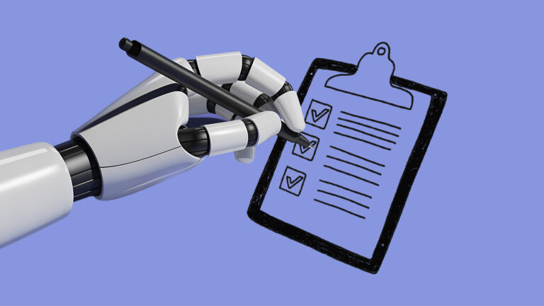 Robot hand writing a to-do list