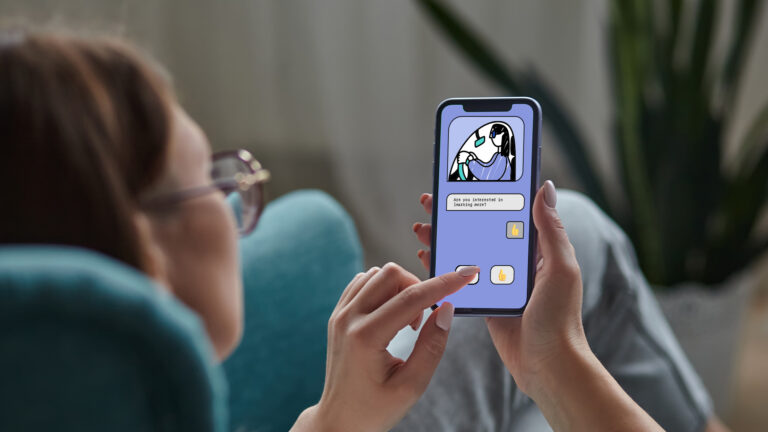 A person messaging on their phone